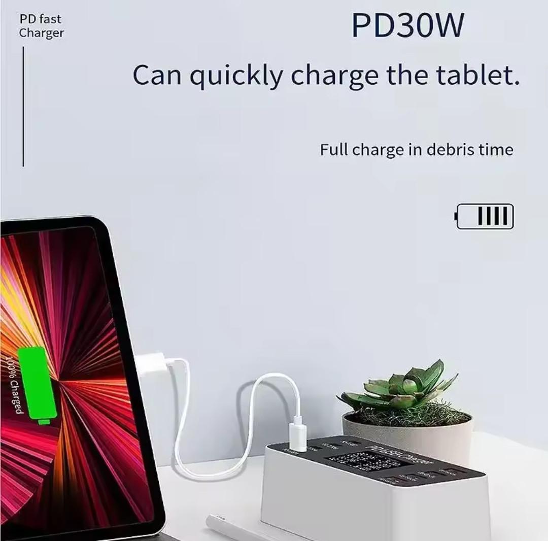 Зарядний пристрій мережевий Asometech 65W PD3.0 QC3.0 8 USB (25397332) - фото 5 Зарядний пристрій мережевий Asometech 65W PD3.0 QC3.0 8 USB (25397332) - фото 5