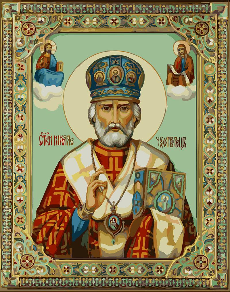 Картина по номерам Brushme Икона Николай Чудотворец 40x50 см без коробки (BK-GX9790)