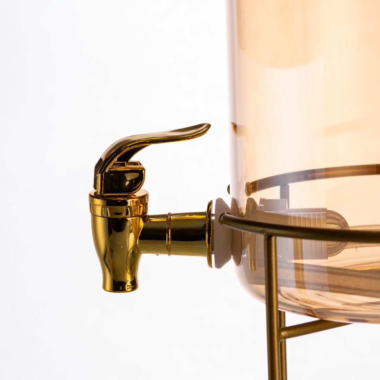 Лимонадница стеклянная с золотым краном и подставкой круглая 3,6 л (HP-34-18) - фото 10