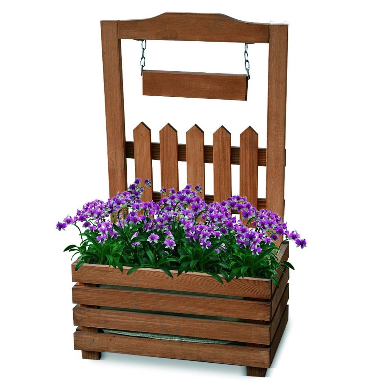 Кашпо со шпалерой из дерева Дамфу Капучино (КШР-000309)