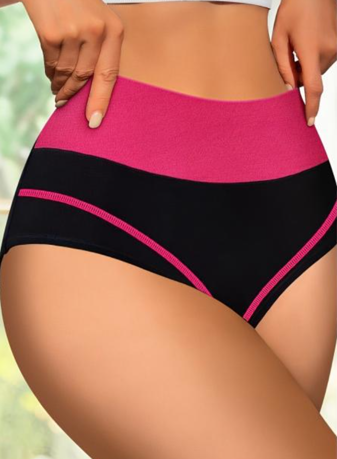 Труси сліпи для місячних від протікань з високою посадкою бавовна XXL Чорний з рожевим - фото 3