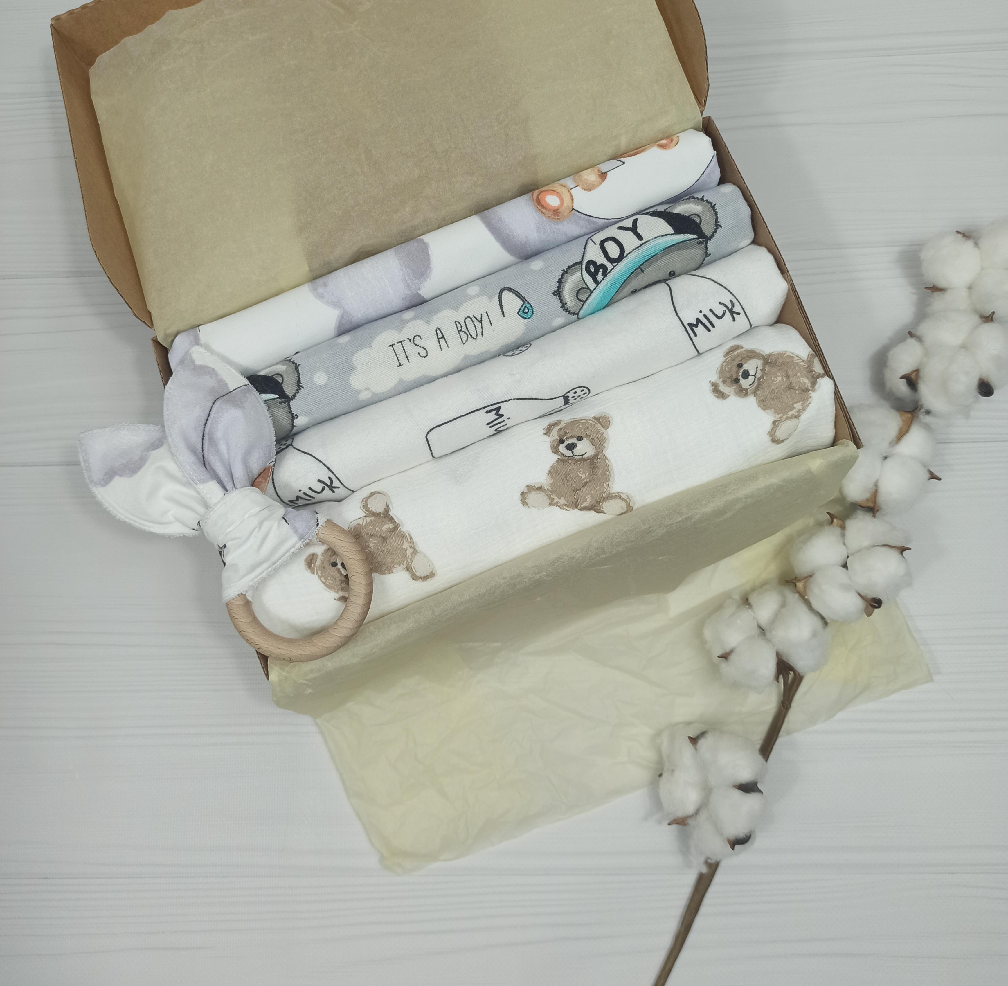 Набір пелюшок a.l.babybox Ведмедик з гризунцем 6 шт. (NA 18205007)