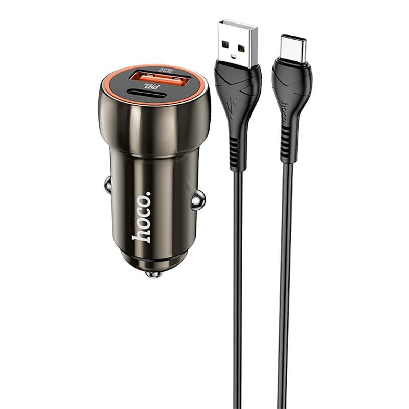 Адаптер автомобильный Hoco Type-C cable car charger set Z46A PD/QC 30W/3A Grey (12133219) - фото 3