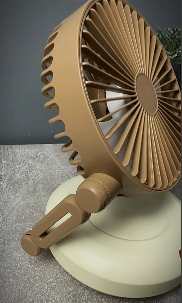 Вентилятор настільний на акумуляторі USB Type-C 1200 мАг 3 швидкості LED підсвітка Коричневий (27418614) - фото 10