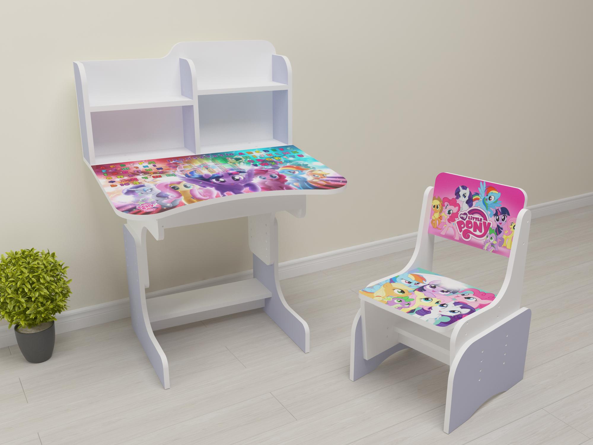 Комплект парта і стілець-трансформери Поні від 3 років Лавандовий (009)