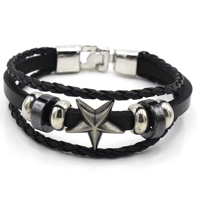 Браслет кожаный женский Европейский стиль Черный (00168)