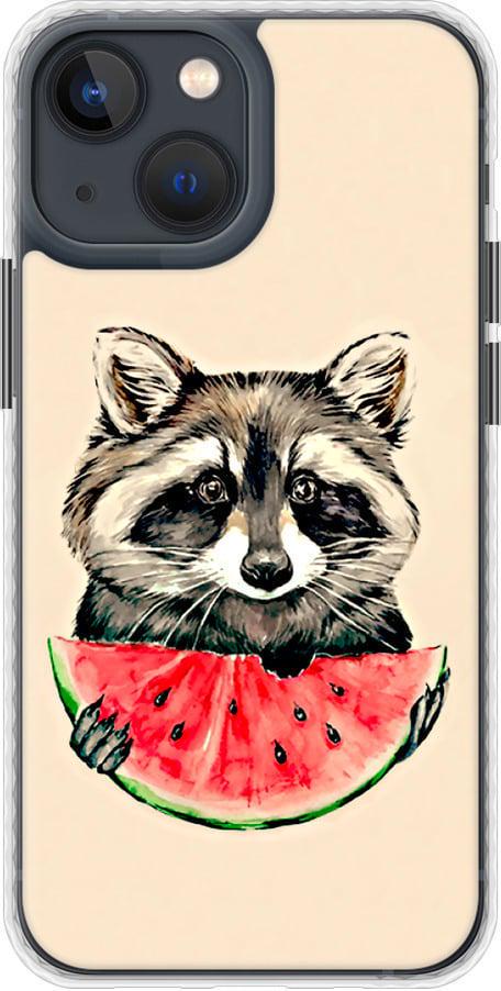 Чехол на iPhone 13 Mini Енотик с арбузом (4605pm-2373-42517)