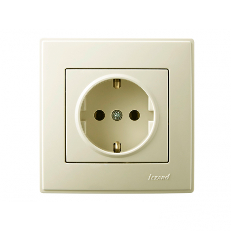 Розетка одинарная с заземлением Lezard Lesya Кремовый (00000013146)