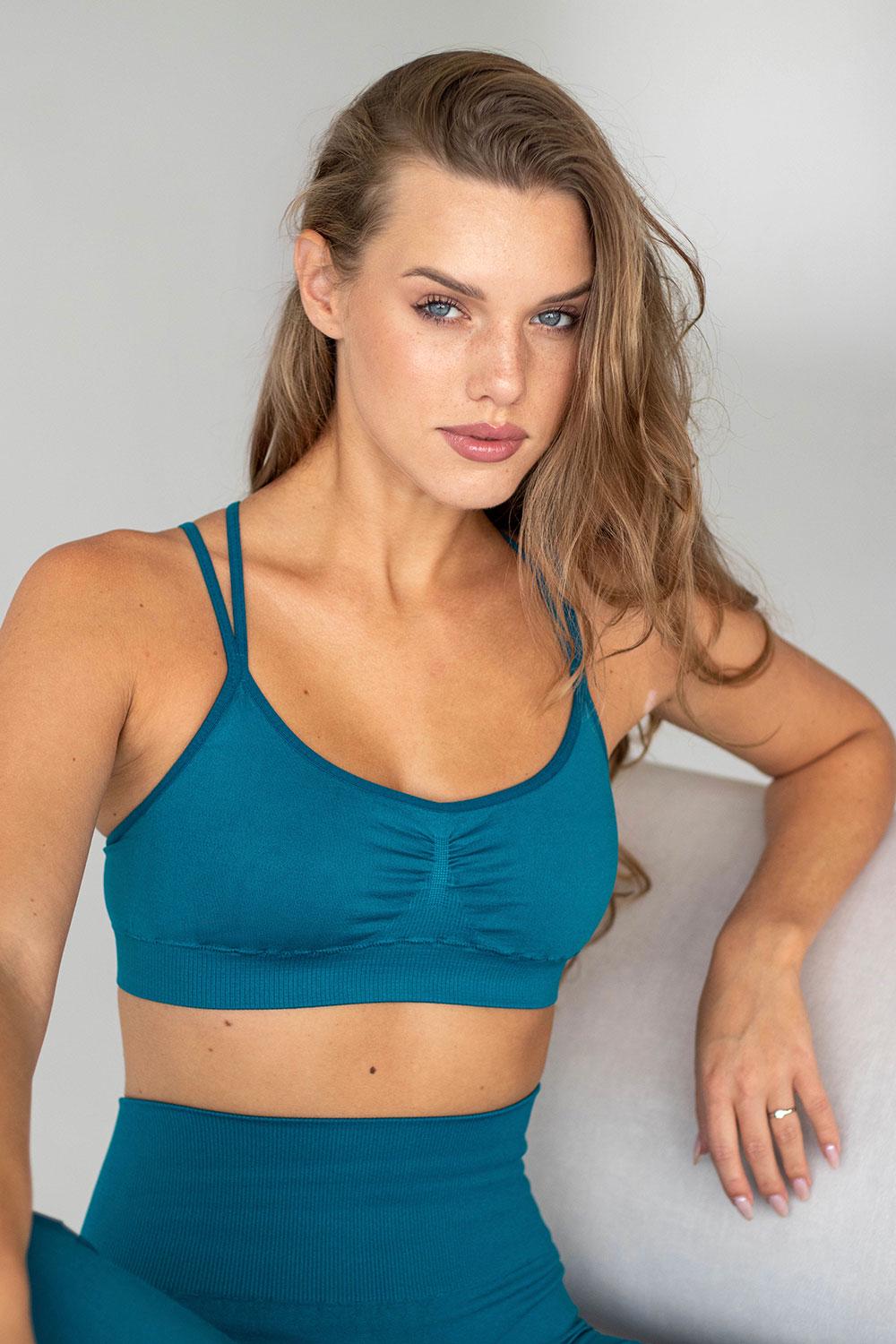 Топ женский бесшовный Giulia FLEX TOP ACTIVE с перекрестными бретелями L/XL Blue-lyons blue