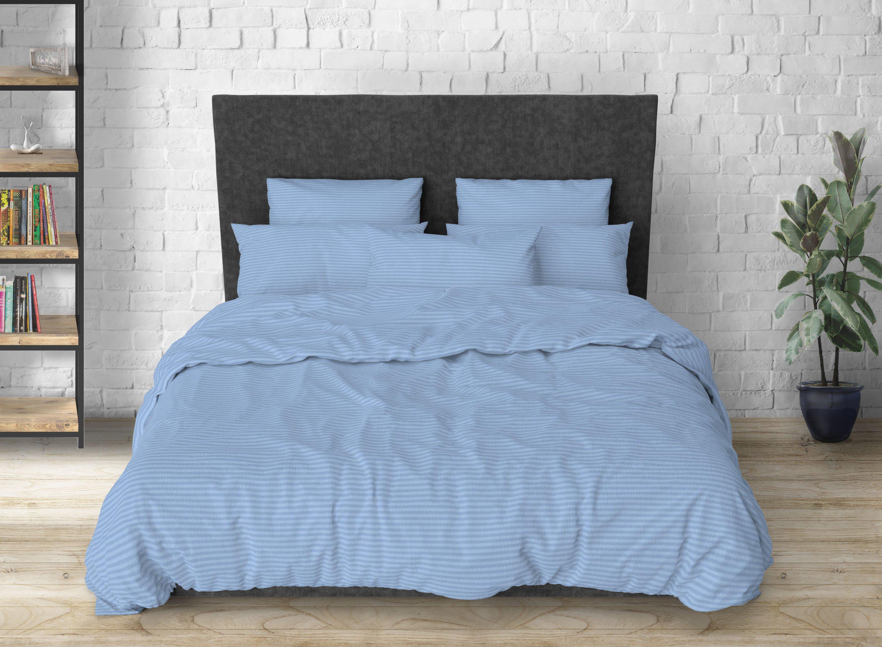 Простирадло євро Смужка бязь голд люкс 240х220 см Блакитний (20979194)