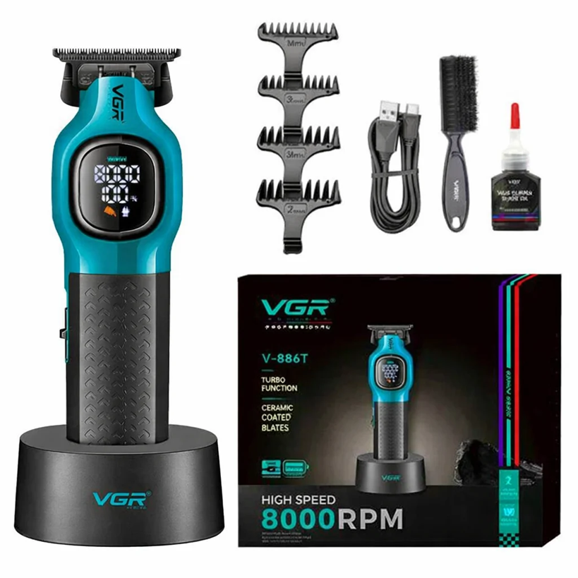 Триммер профессиональный VGR V-886T 5 Вт с DLC-лезвиями Turbo-режим 8000RPM 180 минут работы Голубой (3135929339)
