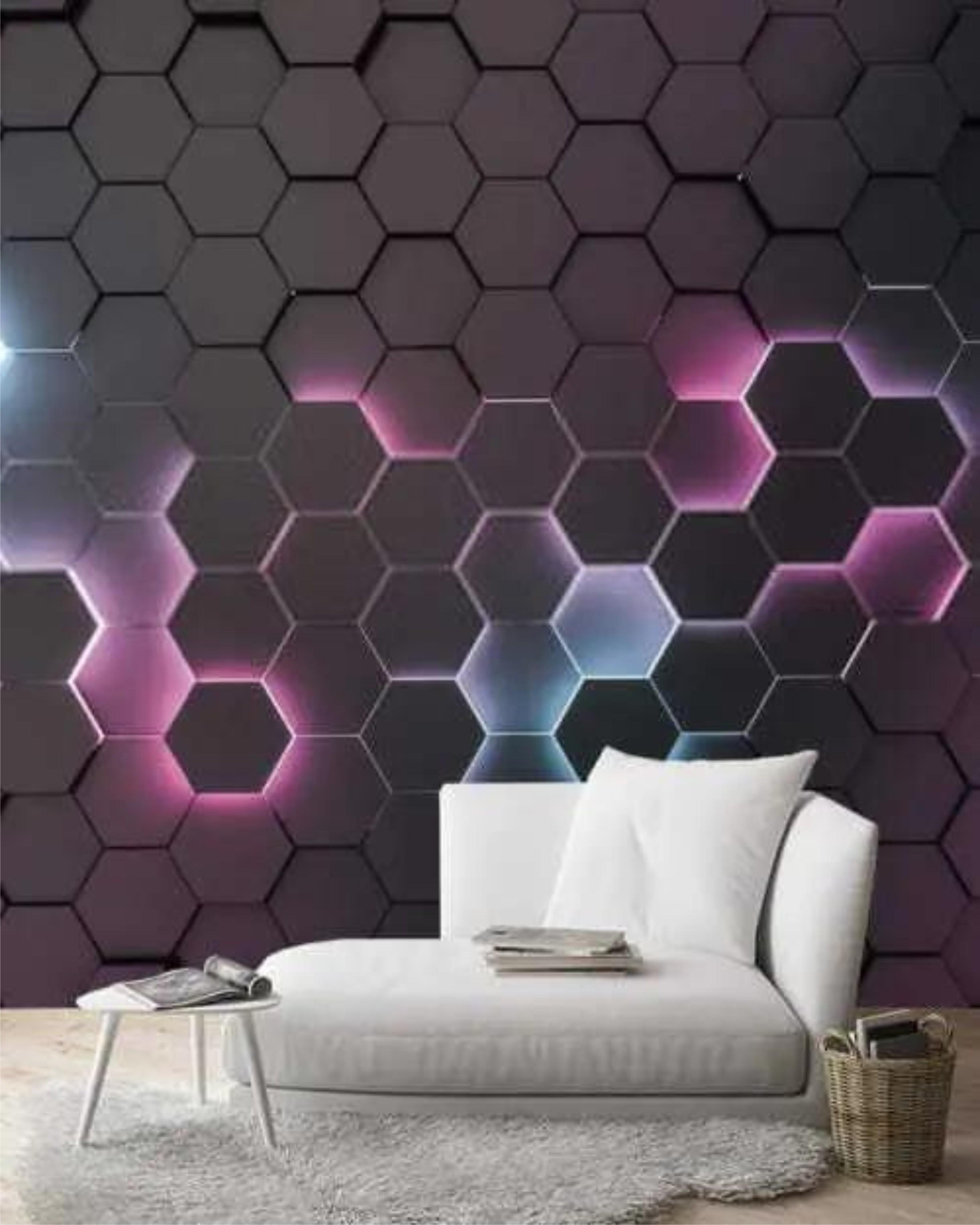 Фотообои Шестиугольники разных цветов Черный (000331)