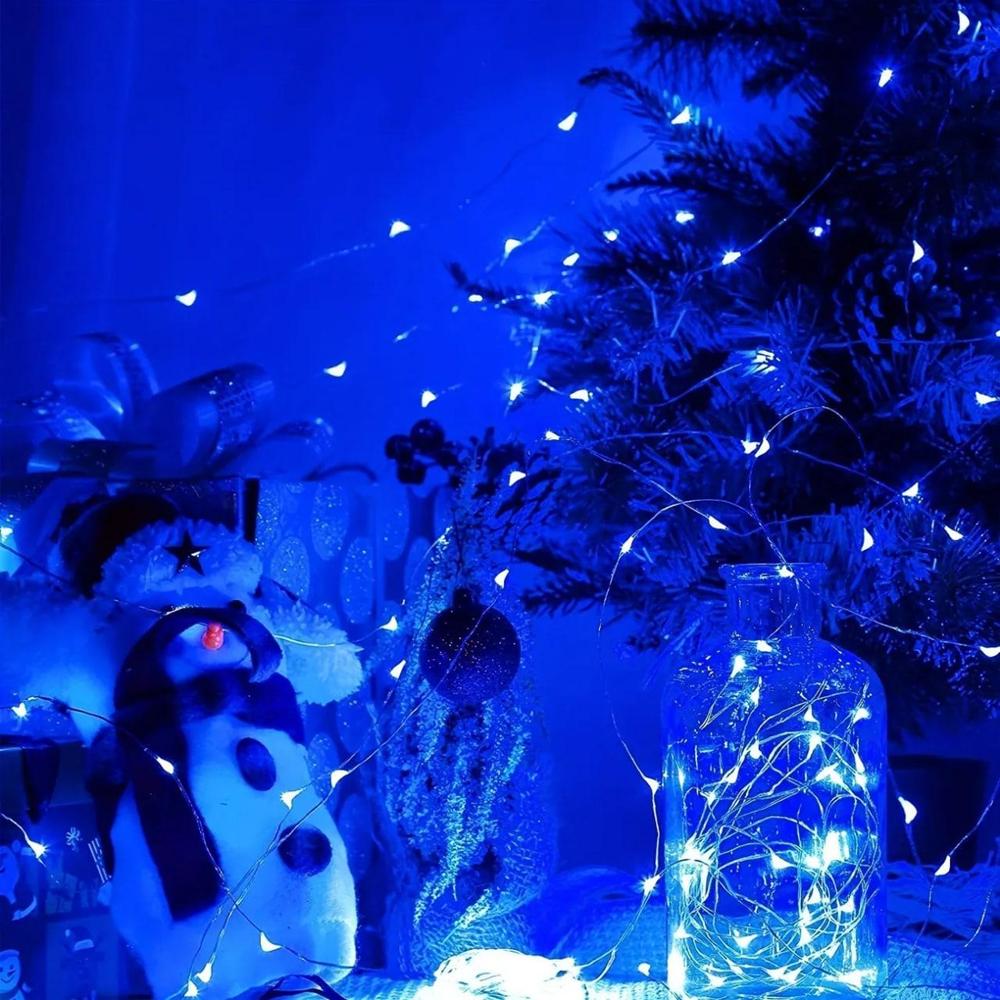 Гирлянда светодиодная Роса на батарейках 3 м статический режим 30 LED IP44 Синий - фото 8