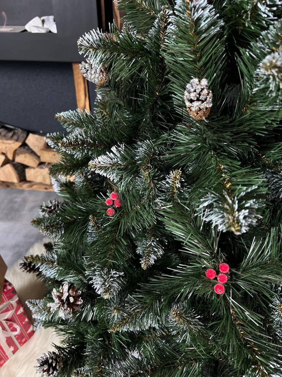 Искусственная елка заснеженная Элитная с шишками и калиной 1,7 м Зеленый (YA678200) - фото 3 Искусственная елка заснеженная Элитная с шишками и калиной 1,7 м Зеленый (YA678200) - фото 3