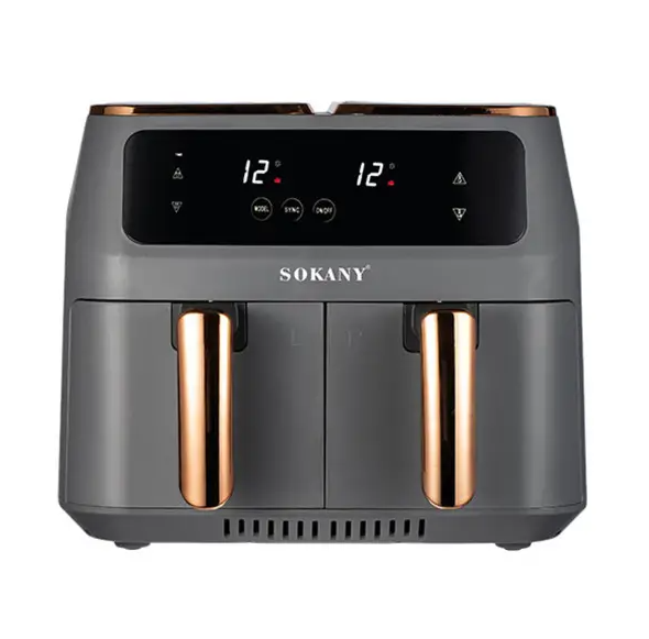 Аэрогриль-фритюрница Sokany SK-ZG-8030 с таймером на 8 л 2 контейнера Серый (SKZG8030G)