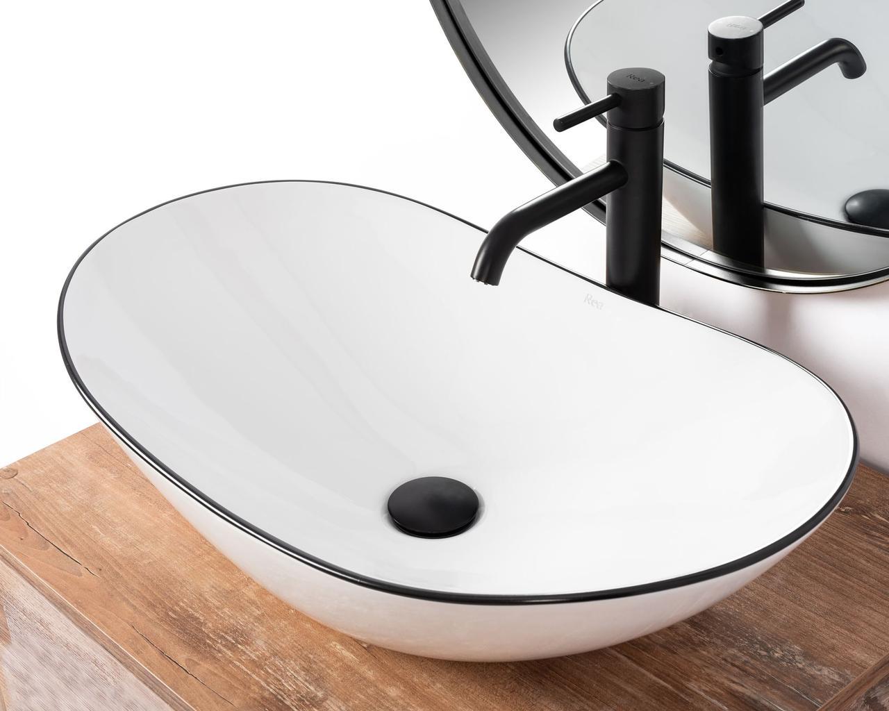 Умывальник накладной Rea ROYAL EDGE White/Black (2810372577)
