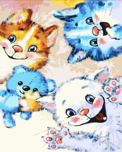 Картина по номерам Strateg Животные Привет от котиков в 40х50 см термопакете (SY6361-mt)