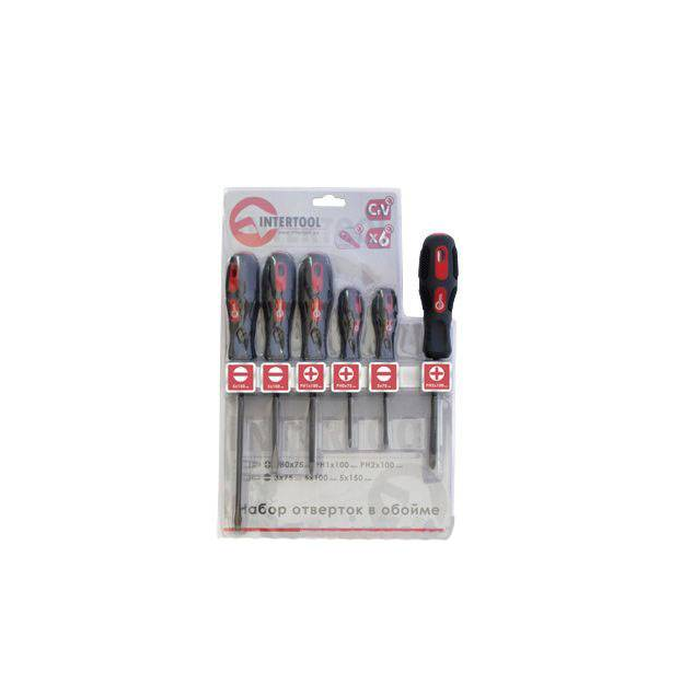 Набор отверток Intertool VT-2006 6 шт. Cr-V планка для крепления