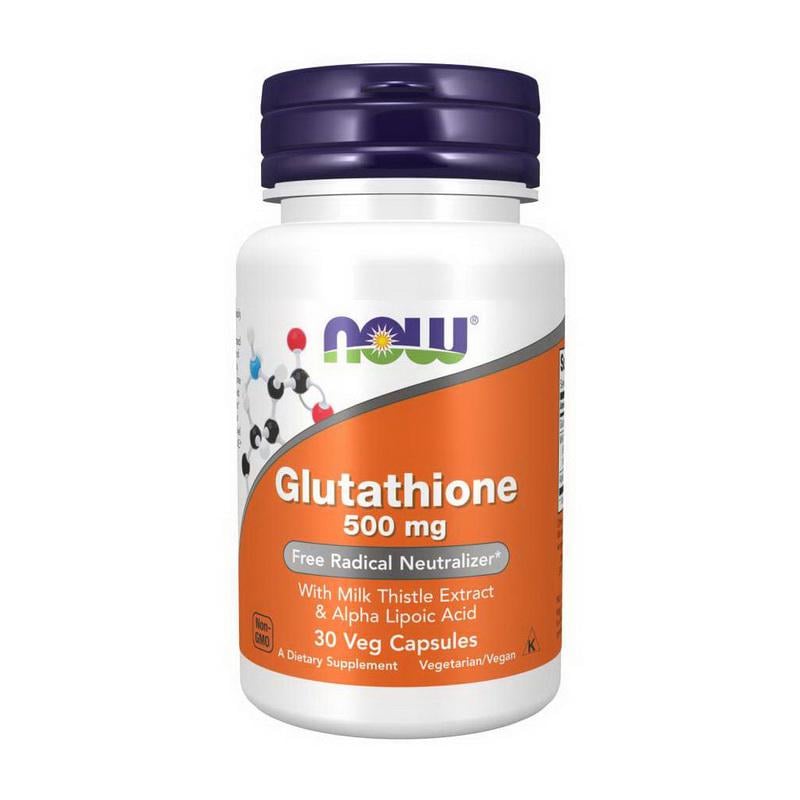Глутатион с расторопшей и альфа-липоевой кислотой NOW Glutathione 500 mg 30 вер. капс.