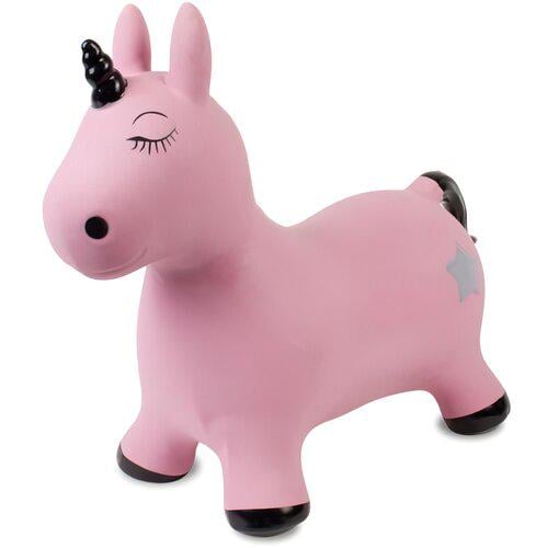 Скакун джемпер Единорог детский резиновый надувной с насосом Розовый/Черный