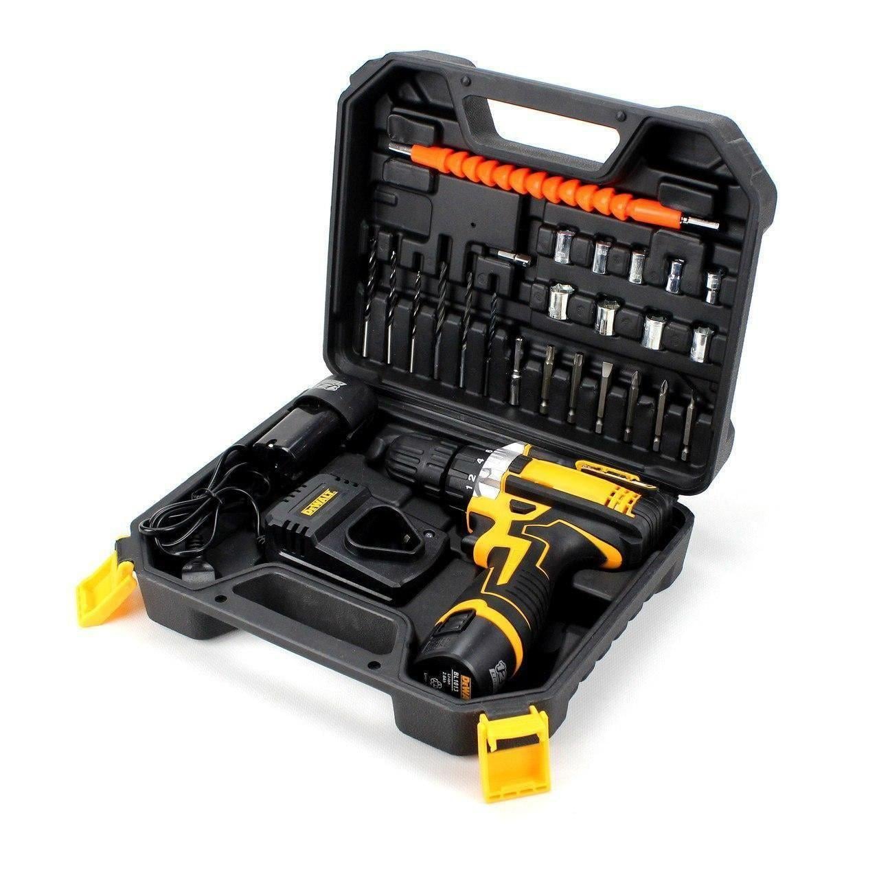 Набор шуруповерт аккумуляторный с насадками screw driver sets yellow 12v в чемодане (2712344834)