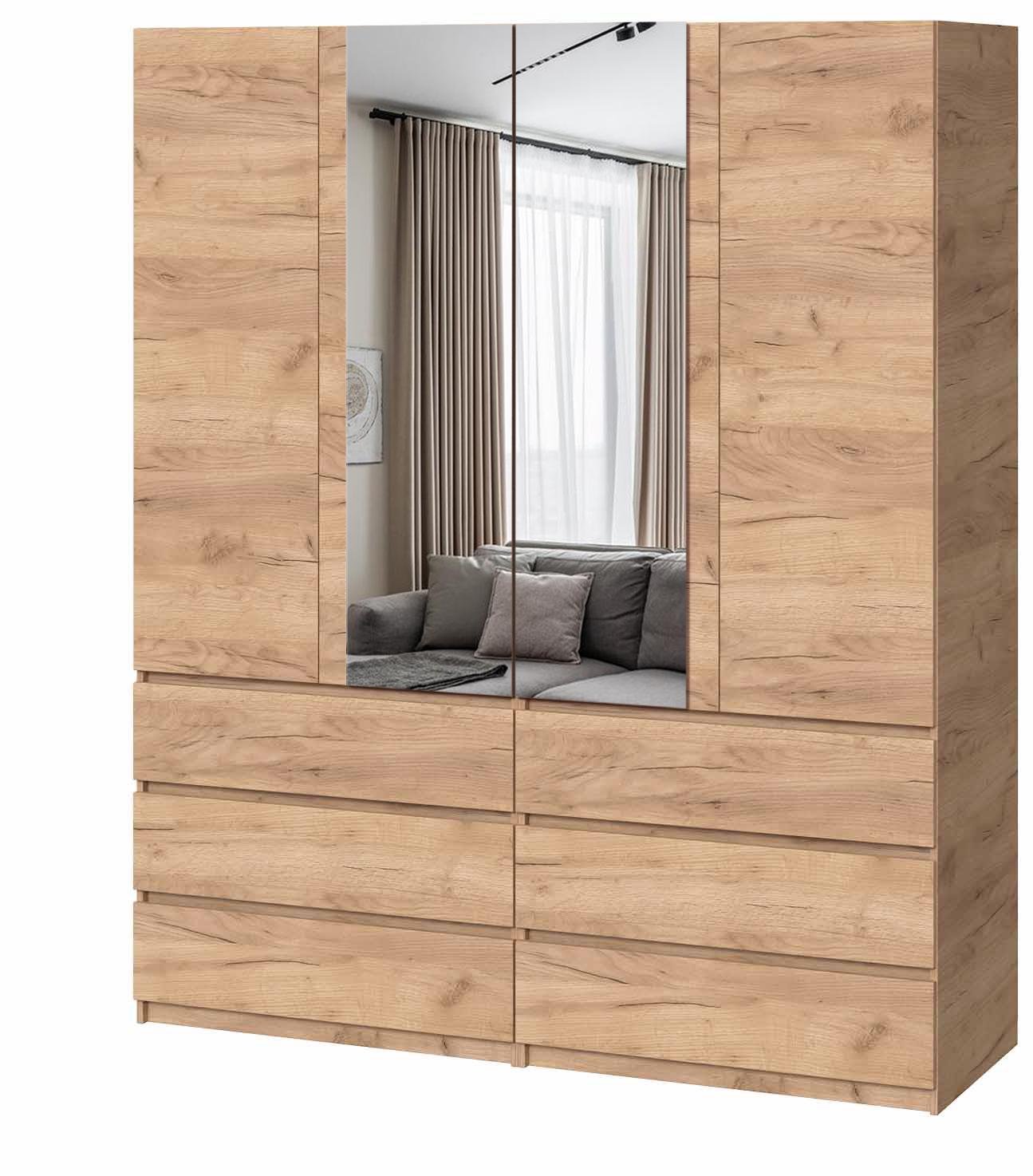 Шкаф в прихожую с полками Мастер Форм Брайт 1800х520х2000 мм Дуб крафт золотой (32265)