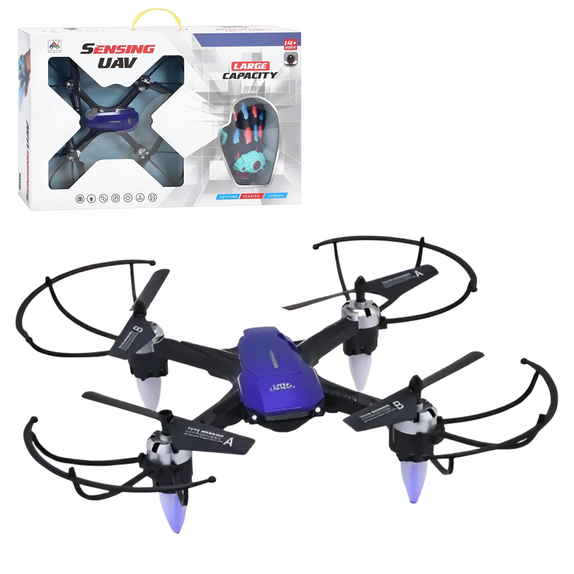 Квадрокоптер детский Sensing UAV 28 см с пультом-перчаткой 2.4G/светло синий (H263)