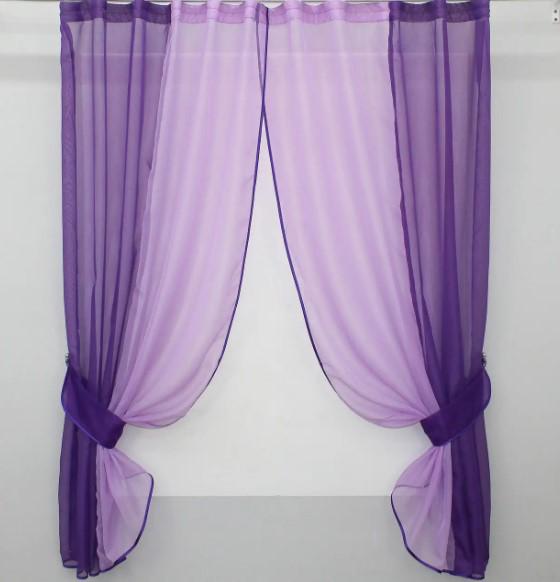 Занавеска кухонная шифон 265х170 см Фиолетовый/Сиреневой (017к) Занавеска кухонная шифон 265х170 см Фиолетовый/Сиреневой (017к)
