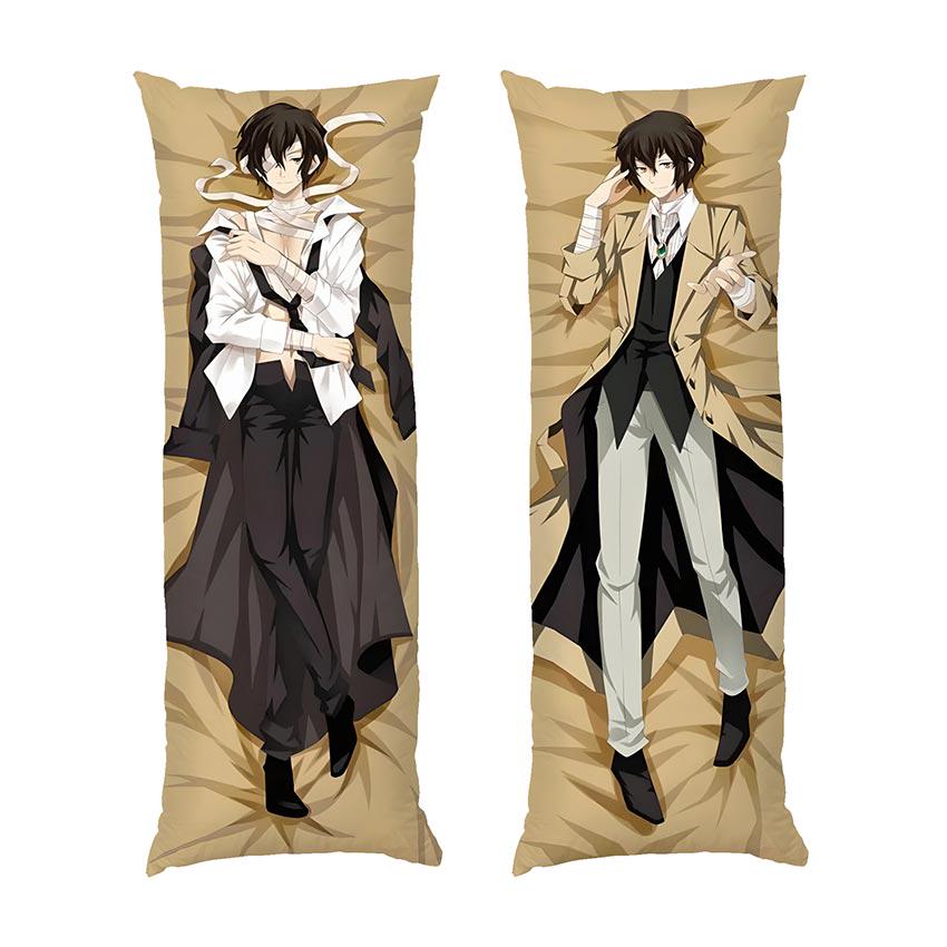 Подушка дакимакура Osamu Dazai anime Bangou Stray Dogs габардин 120х40 см