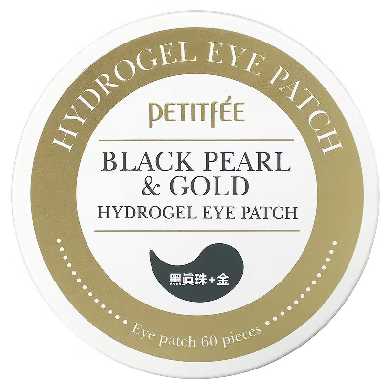 Патчи для глаз Petitfee Black Pearl&Gold Hydrogel Eye Patch гидрогелевые с золотом и жемчугом Черный 60 шт. - фото 1