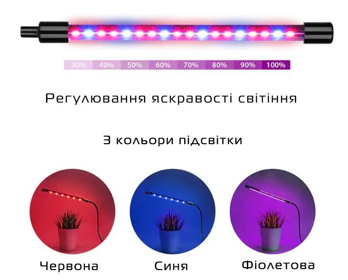 Фитолампа тройная для растений полный спектр с таймером и регулировкой яркости 30 Вт (F-33) - фото 14