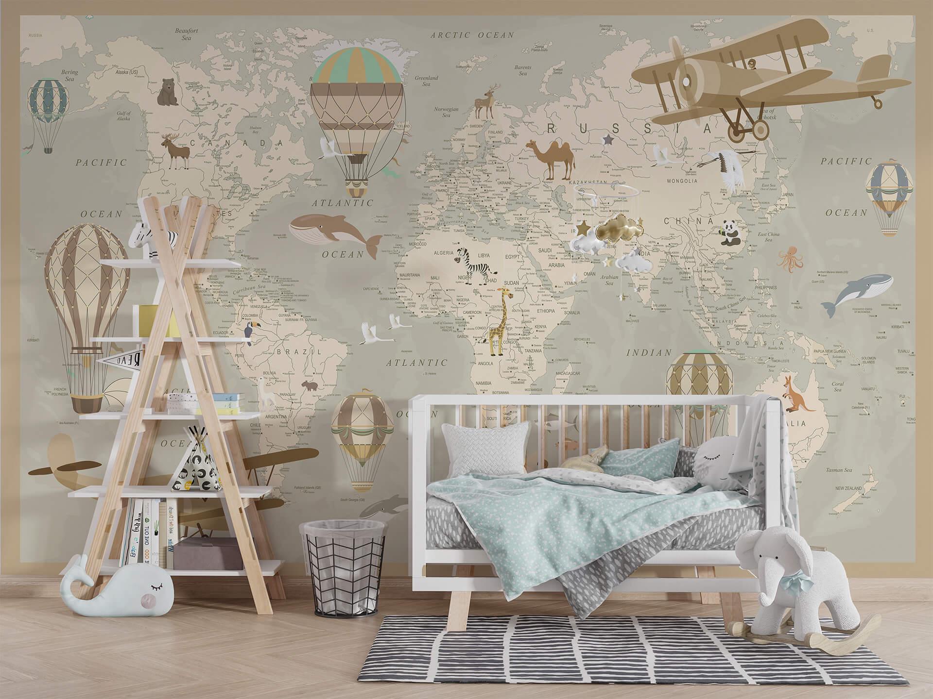 Фотошпалери флізелінові Styleo Print-walls Дитяча карта світу 0308 300х250 см (Pw-0308/2)