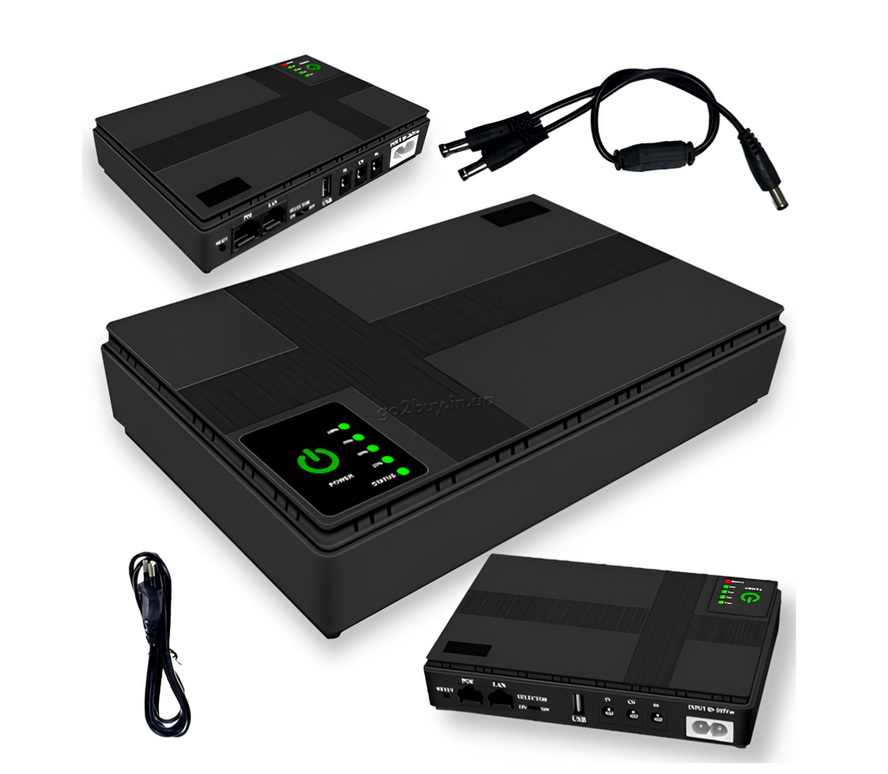 Источник бесперебойного питания для роутера Docreate DC1036L 36 Вт с экраном с разъемами 5/9/12В с аккумуляторами (2931608525)