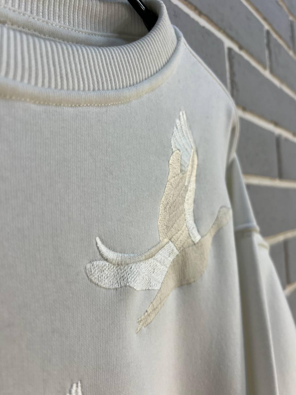 Свитшот женский PEPPER MINT 24-18 вышивка птицы оверсайз утепленный L Белый (972) - фото 3 Свитшот женский PEPPER MINT 24-18 вышивка птицы оверсайз утепленный L Белый (972) - фото 3