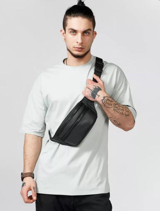 Поясная сумка мужская Sambag Tirso BTTm из кожи Черный (81338001m)