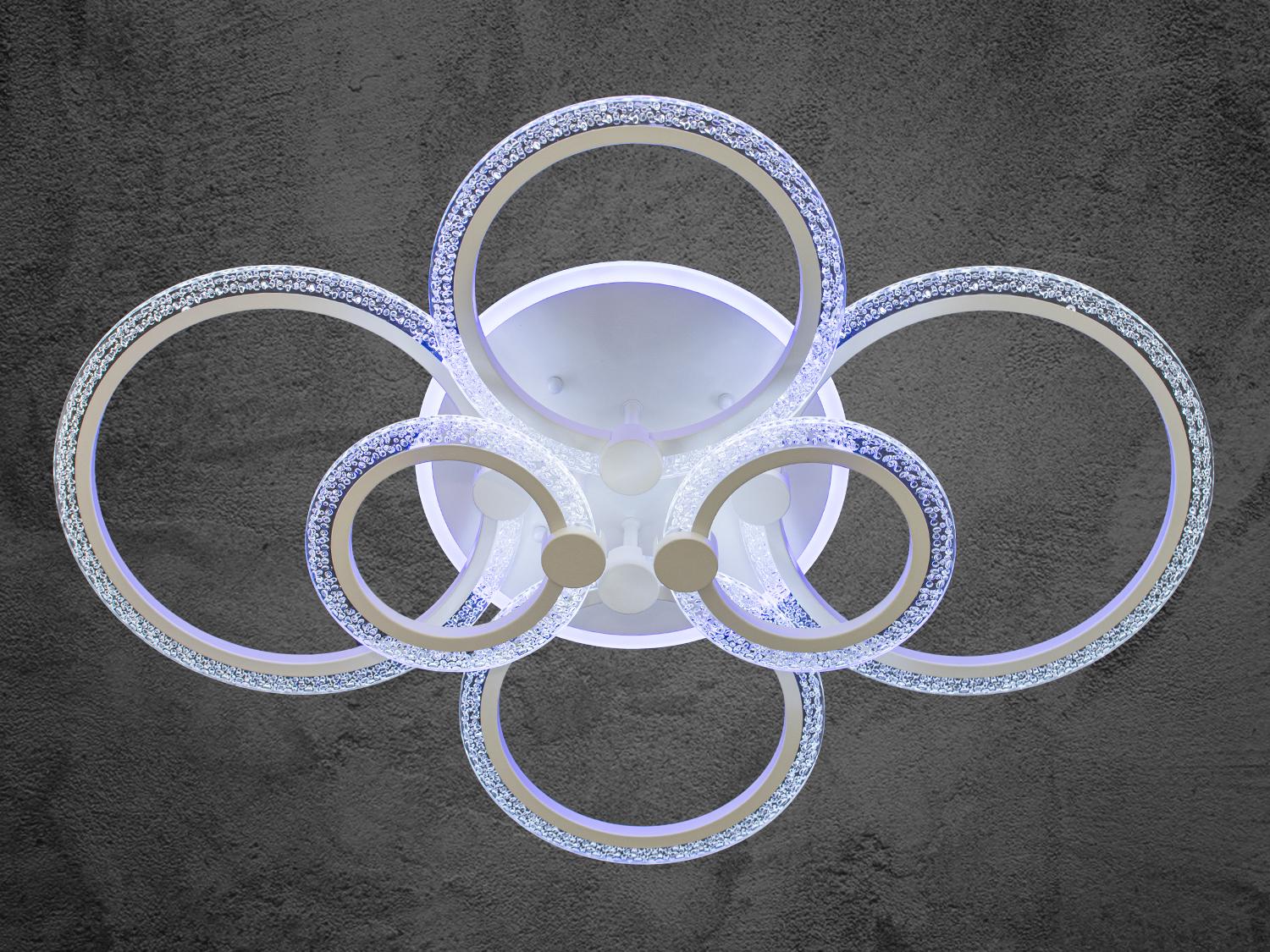 Люстра світлодіодна з пультом та LED підсвічуванням 125W на 18м2 Білий (A8180-6WH-LS)