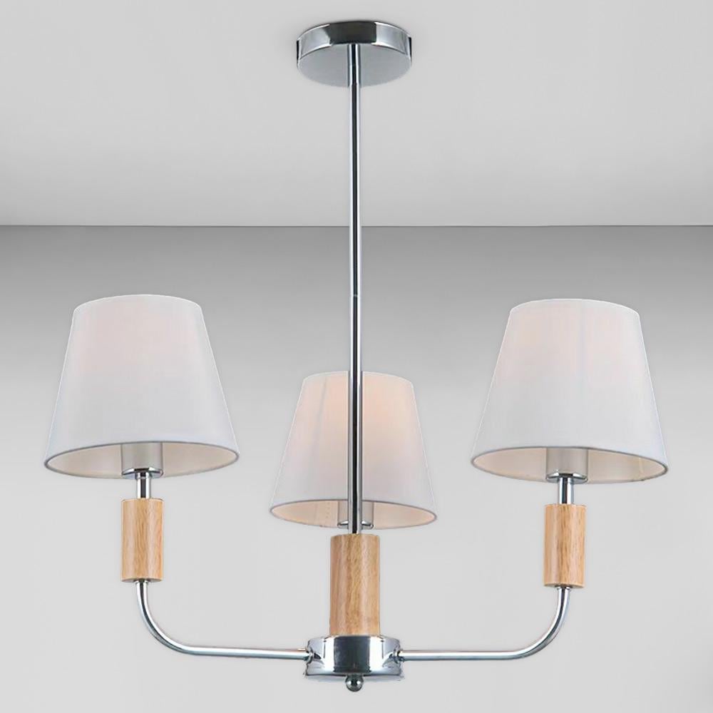 Люстра потолочная Lighthouse SRS-19956-3 CH с белым абажуром Хром