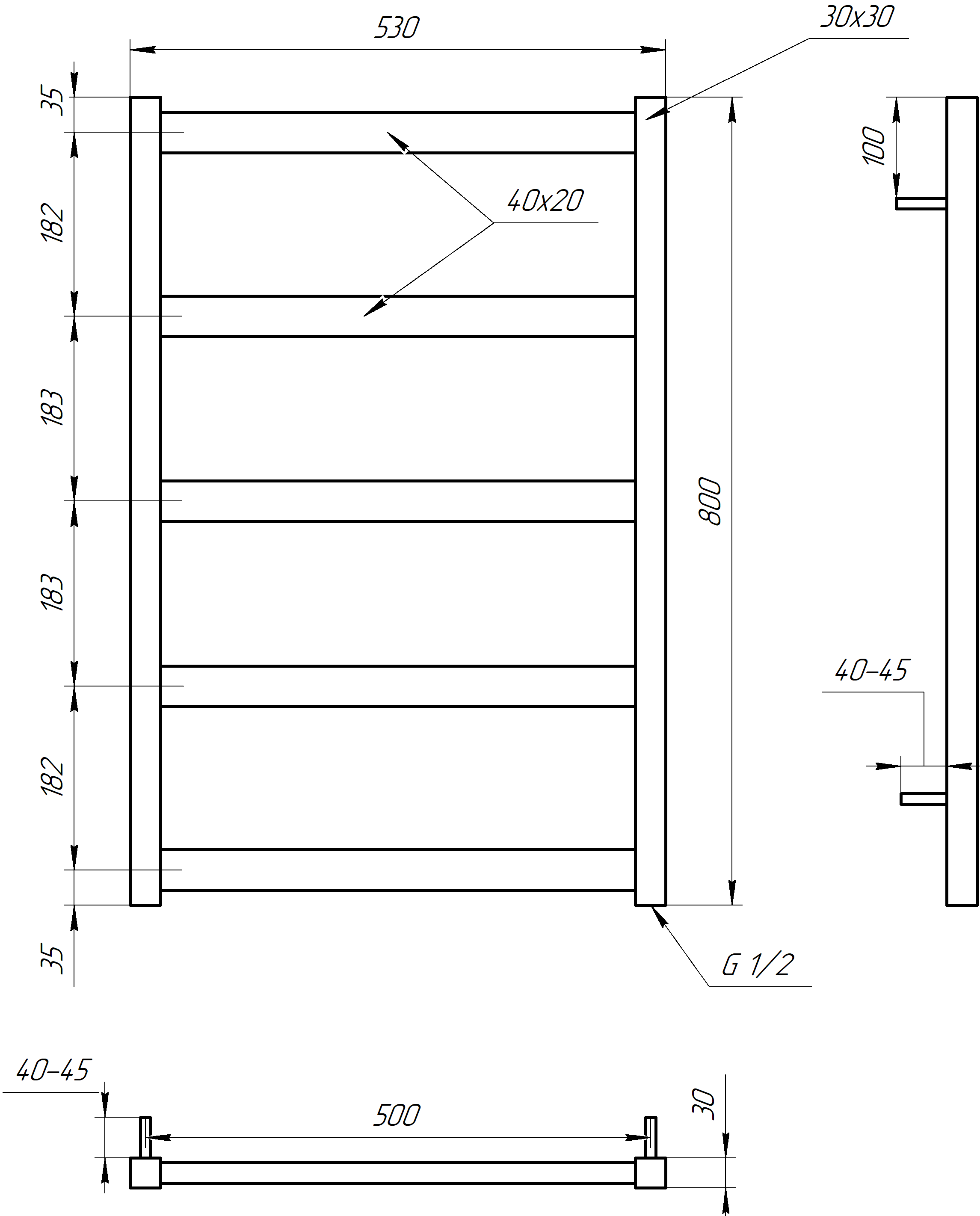 Рушникосушарка водяна Genesis Aqua Minimal 120x53 см Чорний (2225) - фото 2