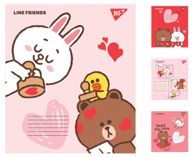 Зошити учнівські у лінійку YES Line friends 12 арк. 25 шт. в уп. (MTT-182811)