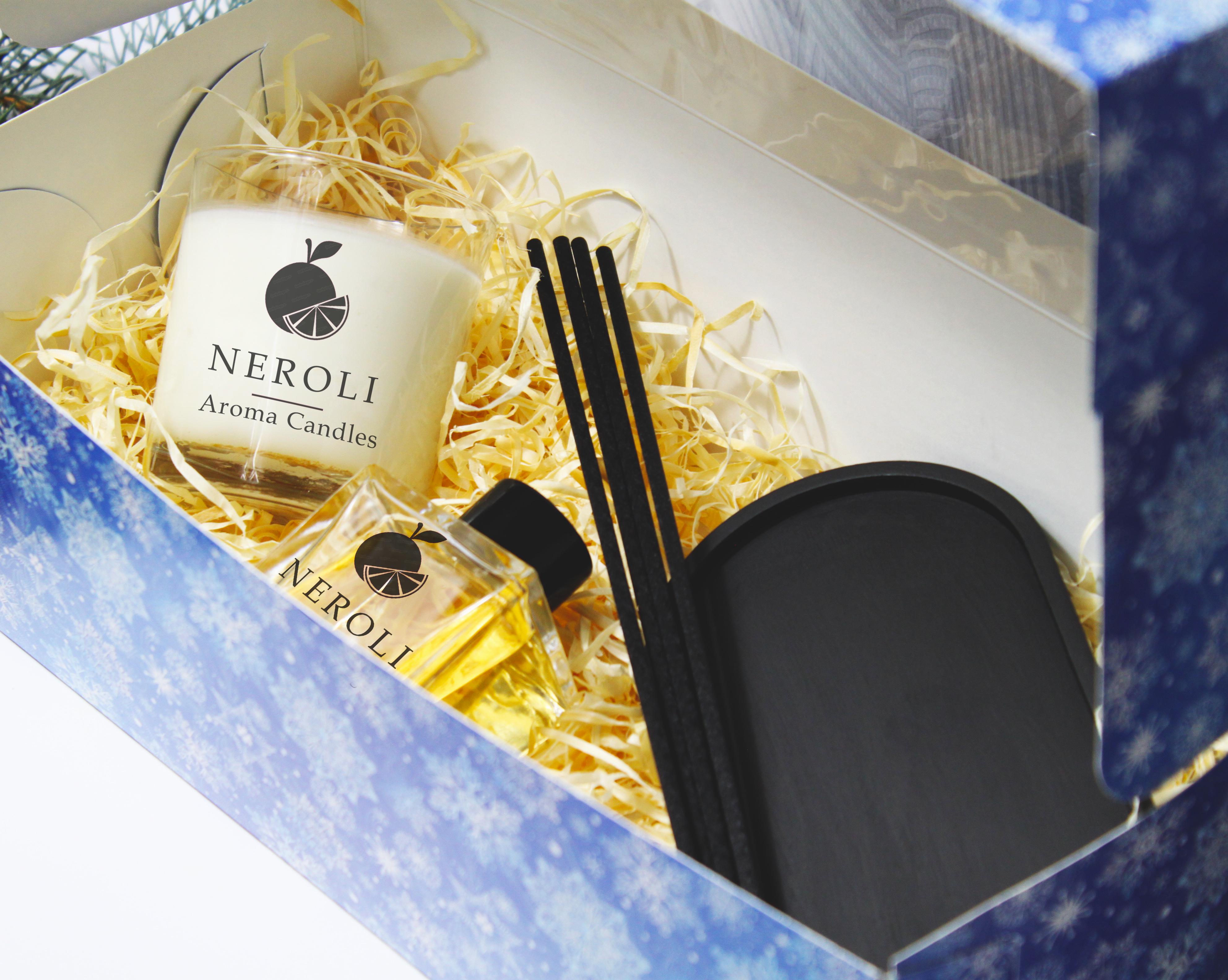 Набор подарочный Аромадиффузор Neroli Black Opium 100 мл/соевая аромасвеча Банановый хлеб 200 мл/подставка гипсовая Черный - фото 3