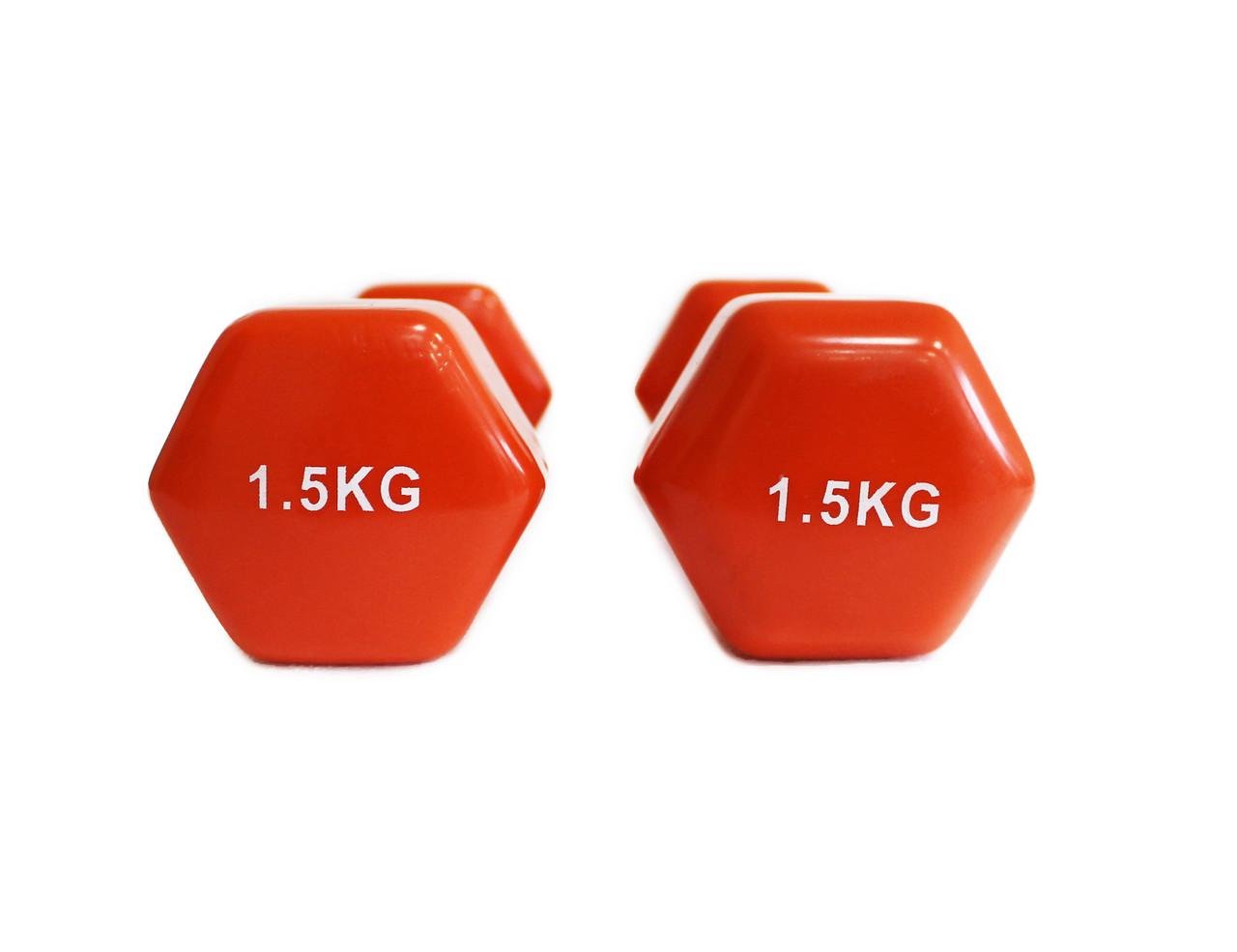 Гантель для фитнеса Generation Fitness с виниловым покрытием 1,5 кг Orange (FF51D3A-1.5kg) - фото 5
