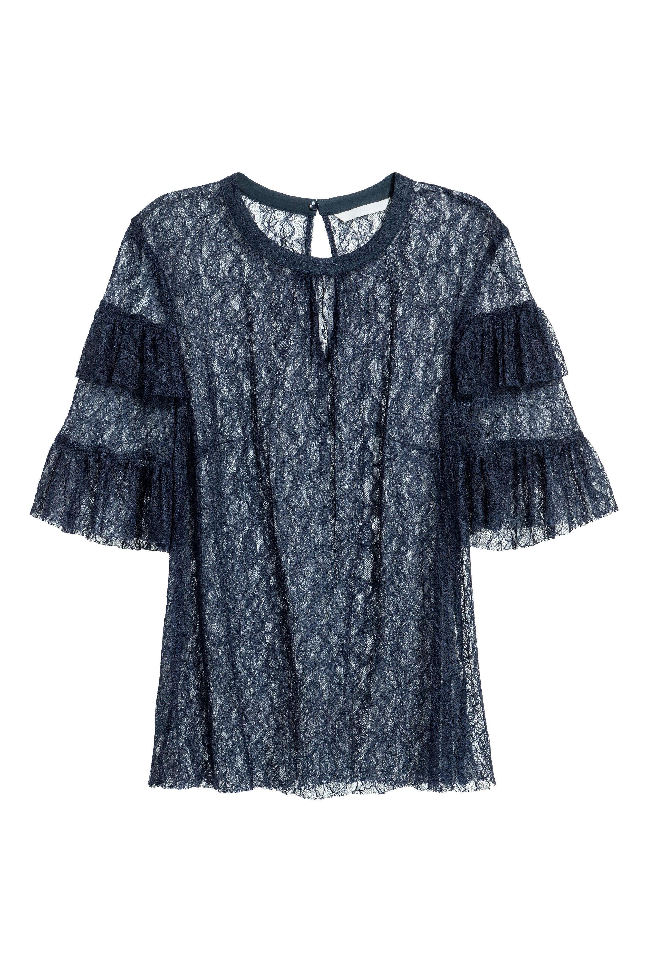 Блуза H&M р. 38 Темно-синий (4977645)