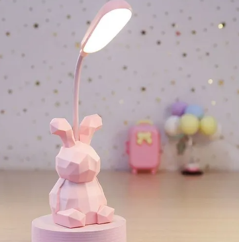 Лампа-нічник настільна 3d LED зайка сенсорна Рожевий (126803)