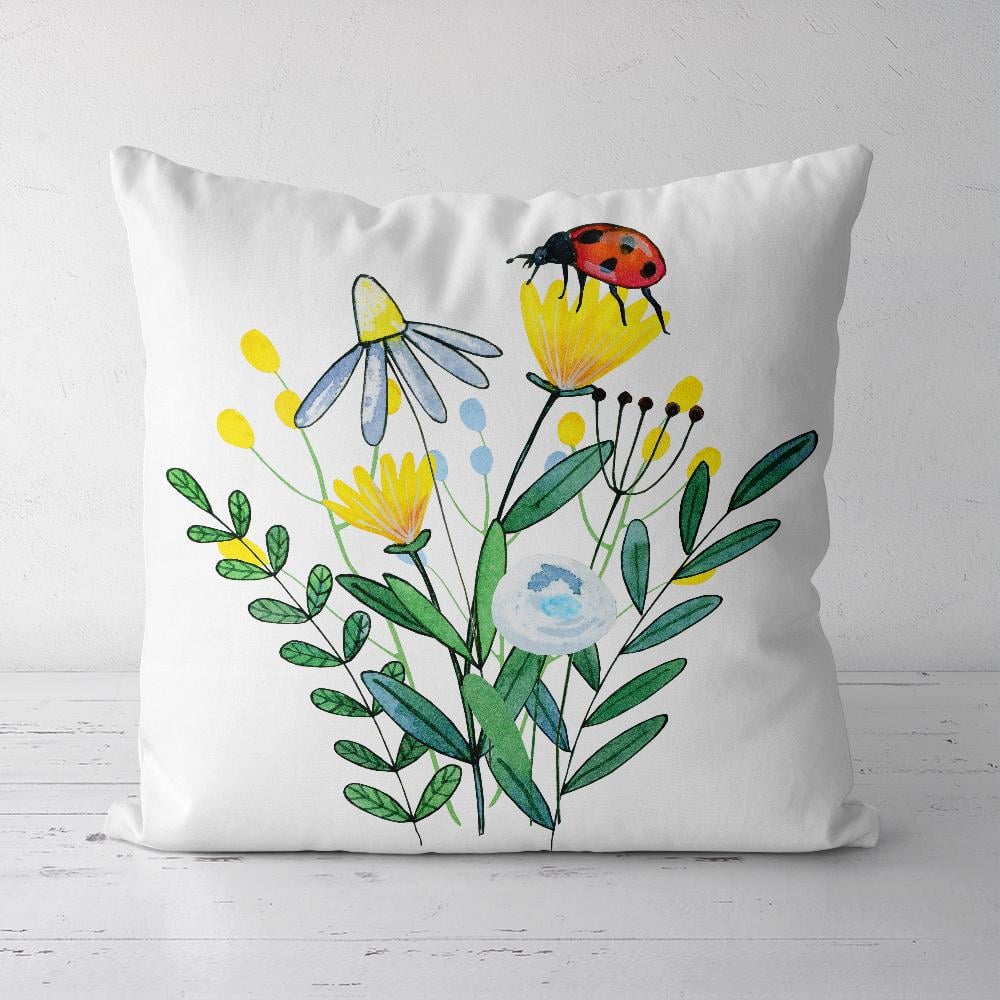 Подушка декоративная Presentville Soft Цветы и божья коровка 45x45 см (45PST_23M022)