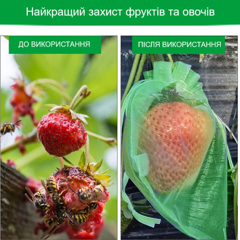 Мішечки для захисту плодів сітчасті подвійні зав’язки 30х20 см 10 шт. Світло-зелений (29542) - фото 3 Мішечки для захисту плодів сітчасті подвійні зав’язки 30х20 см 10 шт. Світло-зелений (29542) - фото 3