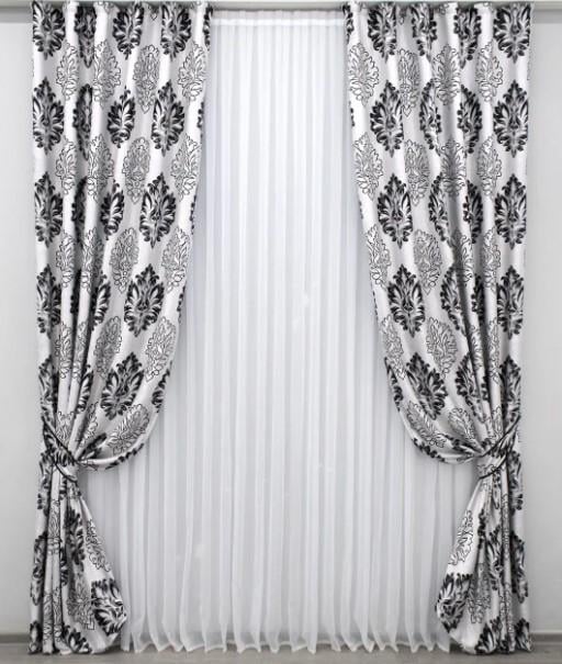 Шторы с узором блекаут/софт 1,5х2,75 м 2 шт. Серый (1273ш)