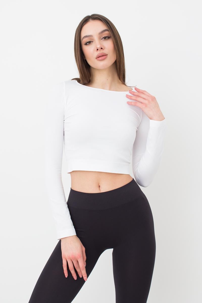 Топ укороченный Giulia CROP TOP с длинным рукавом S/M White (27513231)