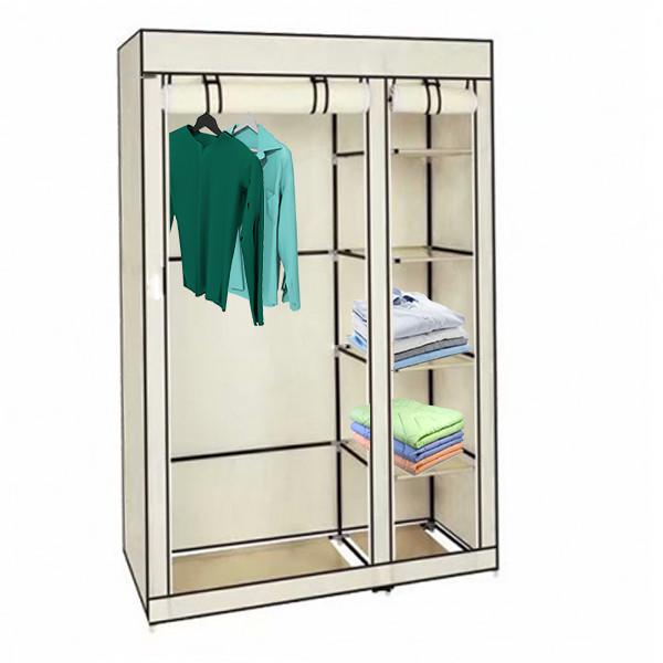 Складной тканевый шкаф Storage Wardrobe 5556 для хранения одежды с полками Бежевый (03072021_38) - фото 3