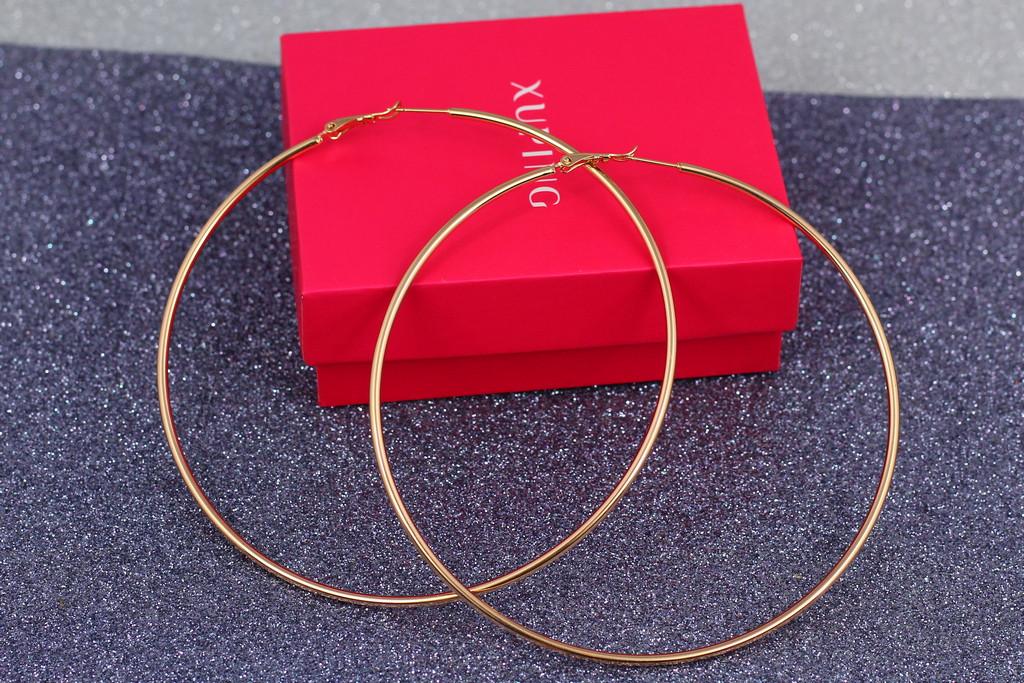 Серьги кольца Хирипд Jewelry гладкие 9,5 см Золотистый