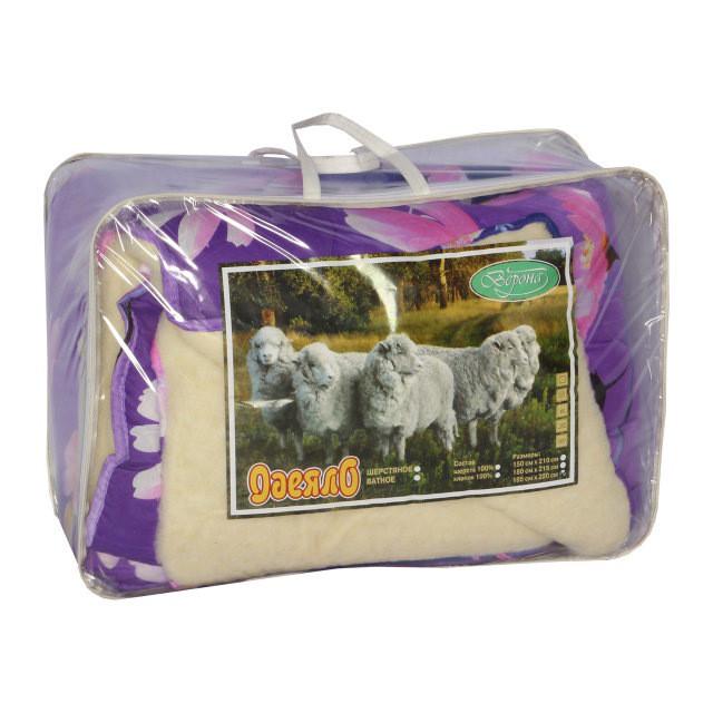 Одеяло евро из овечьей шерсти Лери Макс Синий